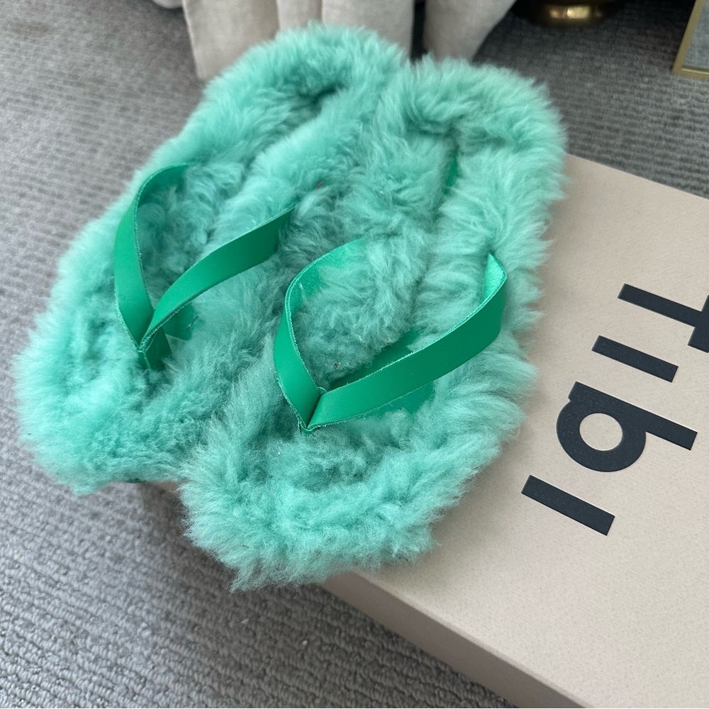 Tibi Shearling Fli Flops